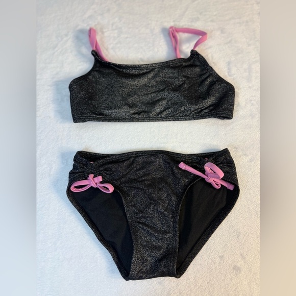 Art Class Black and Pink Shimmer Bikini for Little Girls Size S(6/6X) - Picture 1 of 8